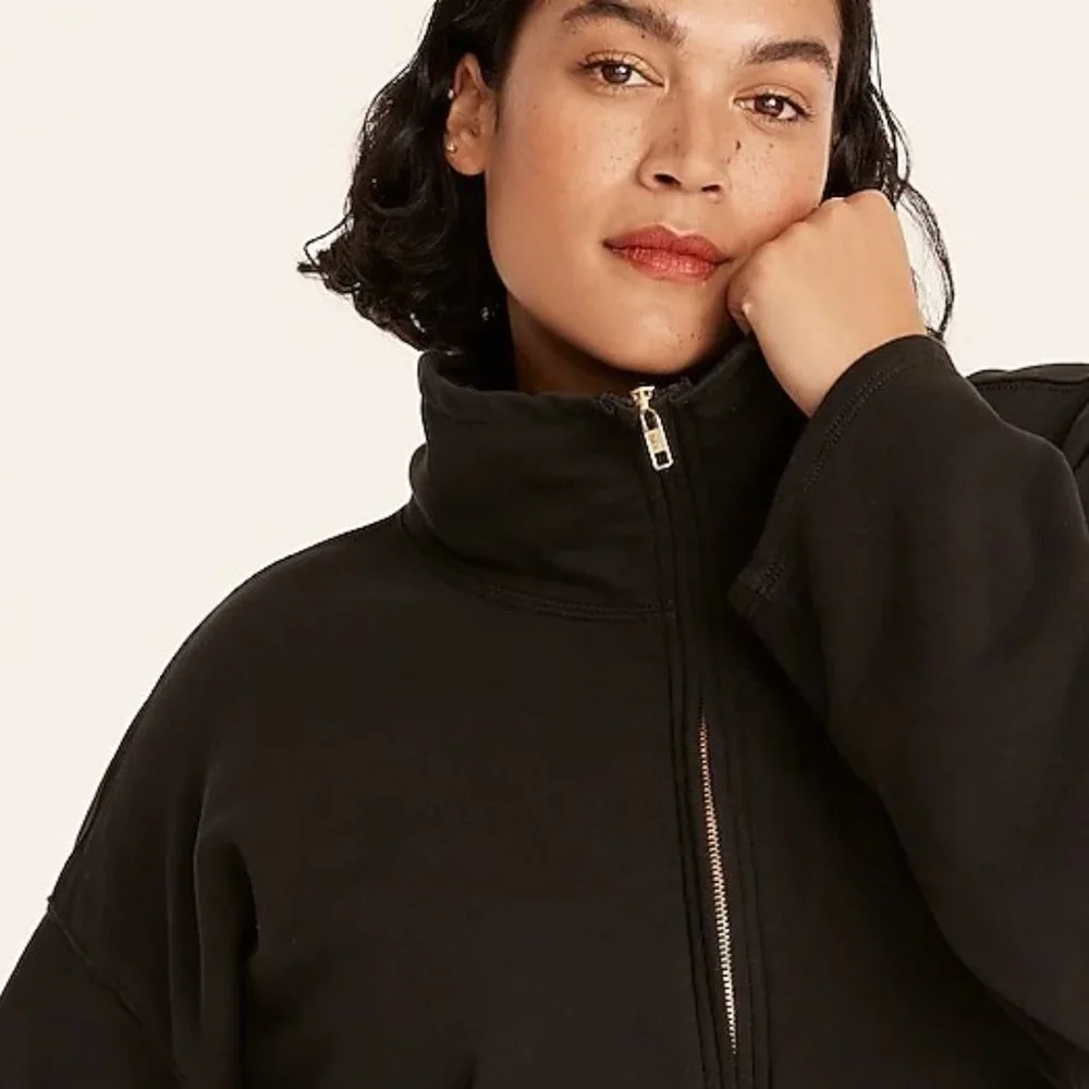 J. Crew University terry long half-zip tunic XL